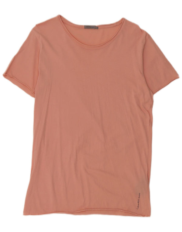 Calvin Klein Jeans T-Shirt Femme UK 14 Rose Moyen Coton