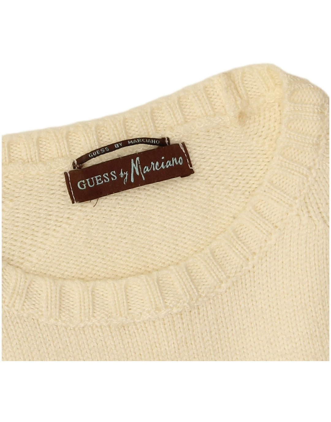 Guess By Marciano Pull Col Ras du Cou Homme Blanc Cassé Moyen
