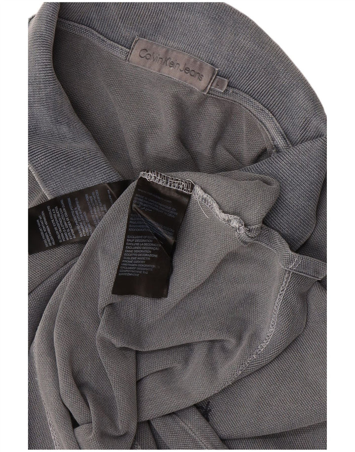 CALVIN KLEIN JEANS Polo Homme Large Gris Coton