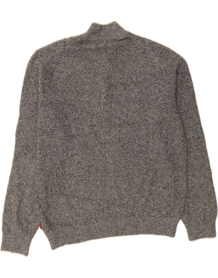 IZOD Mens Zip Neck Jumper Sweater XL Grey Flecked Cotton Vintage Izod and Second-Hand Izod from Messina Hembry 