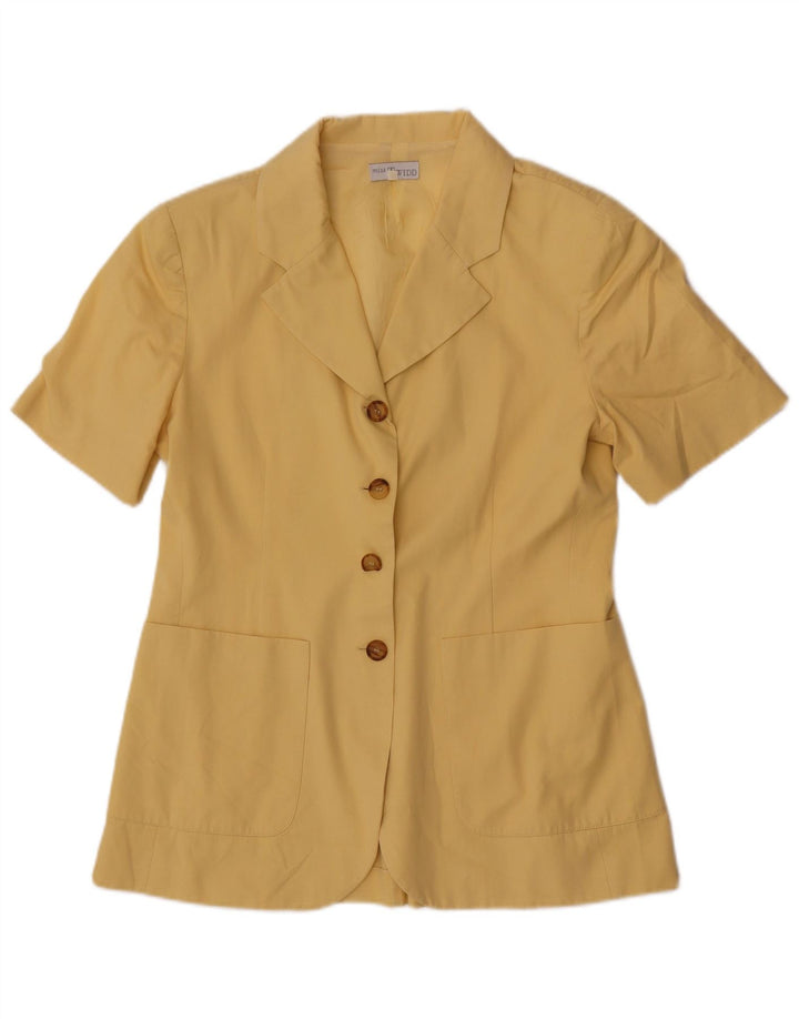 Misstwidd Veste blazer à manches courtes 4 boutons pour femme IT 46 Large Jaune