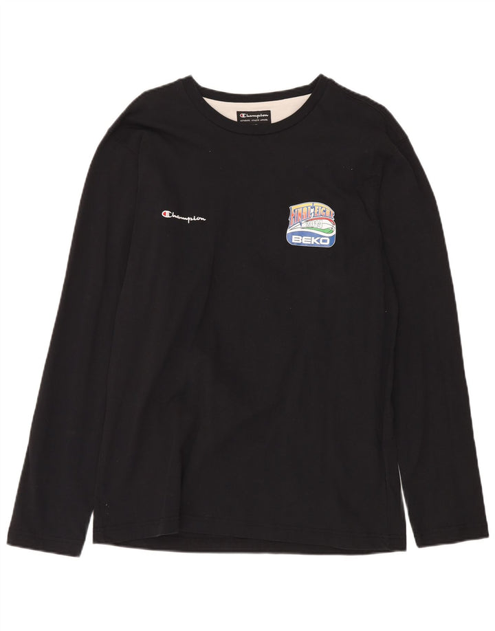 CHAMPION Haut graphique à manches longues pour hommes, grand coton noir