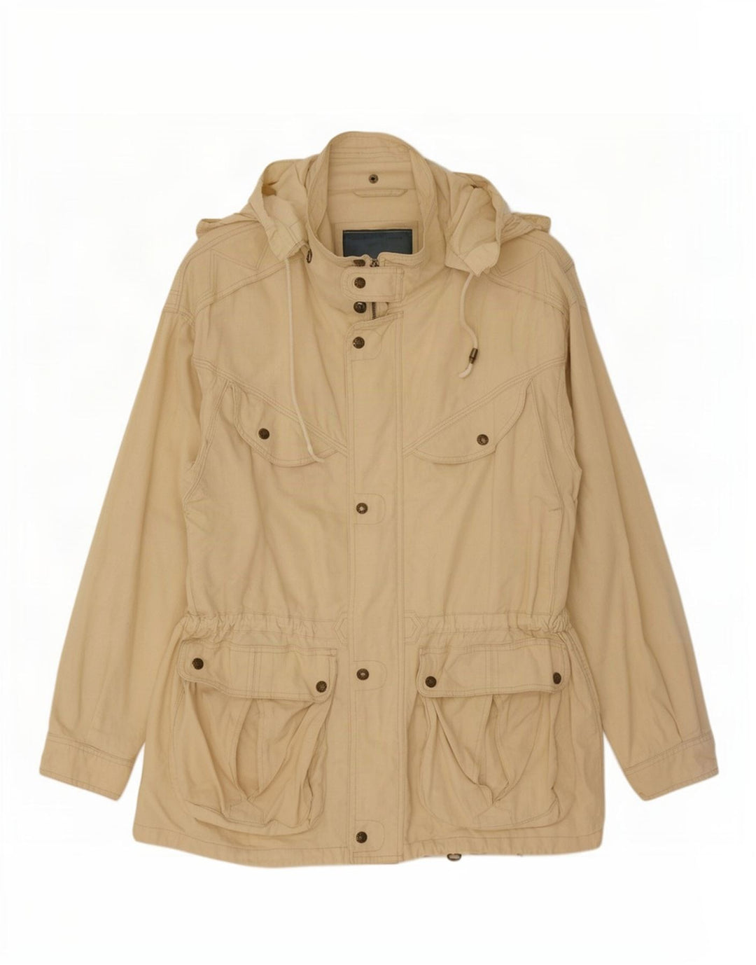 Leader Veste utilitaire à capuche pour homme UK 40 Large Beige Coton