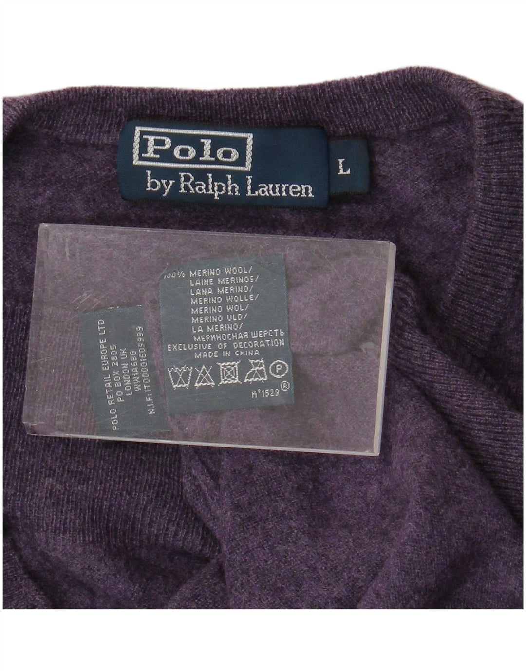 POLO RALPH LAUREN Pull à col rond pour homme Large Violet Moucheté