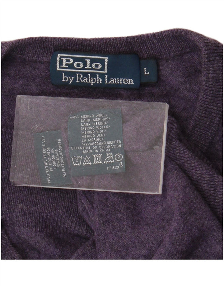 POLO RALPH LAUREN Pull à col rond pour homme Large Violet Moucheté