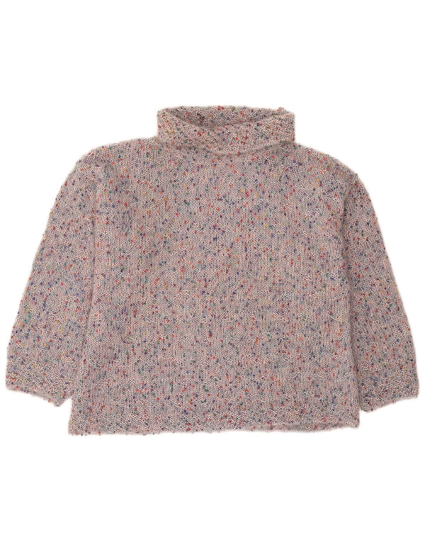 vintage Womens Roll Neck Jumper Sweater UK 16 Grand Multicolore Moucheté