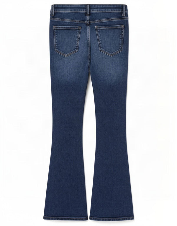 Marks & Spencer Jean évasé pour femme UK 12 Medium W28 L28 Bleu Coton