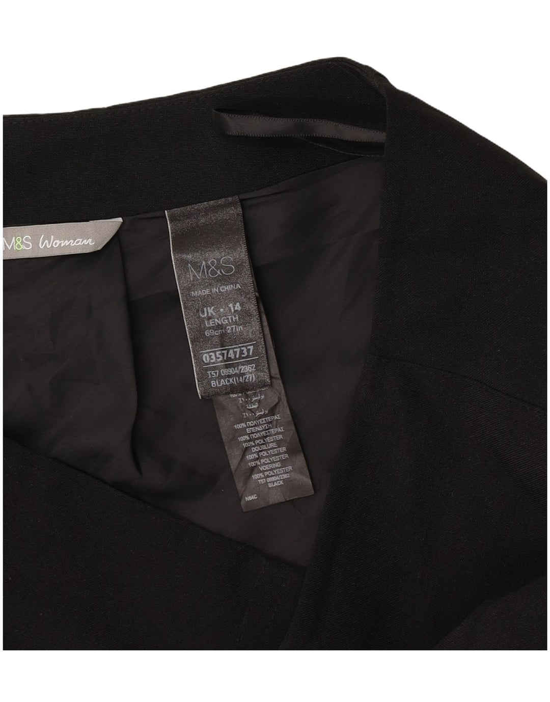Marks & Spencer Jupe crayon pour femme UK 14 Large W32 Noir Polyester