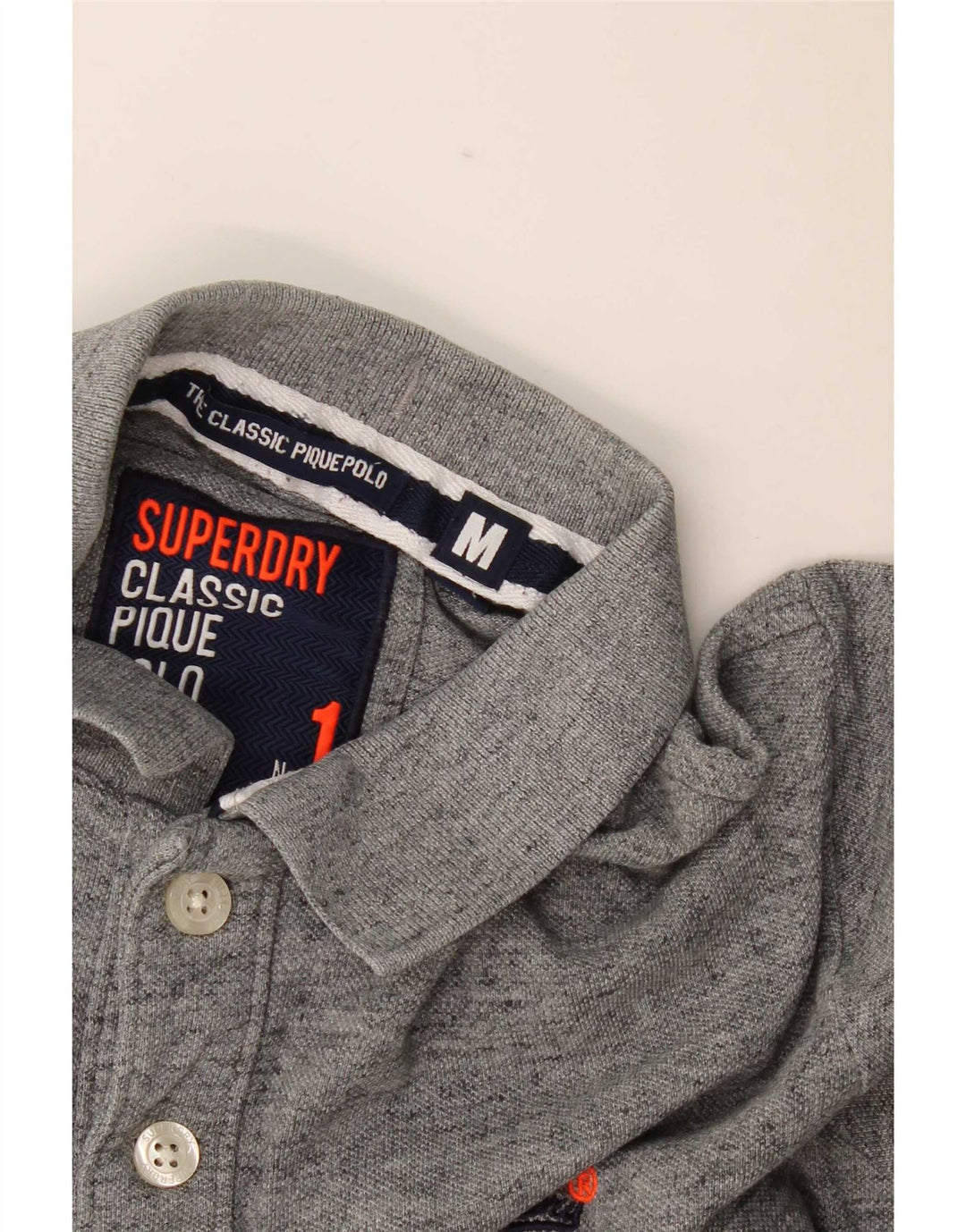 Superdry Polo Homme Gris Moyen Moucheté