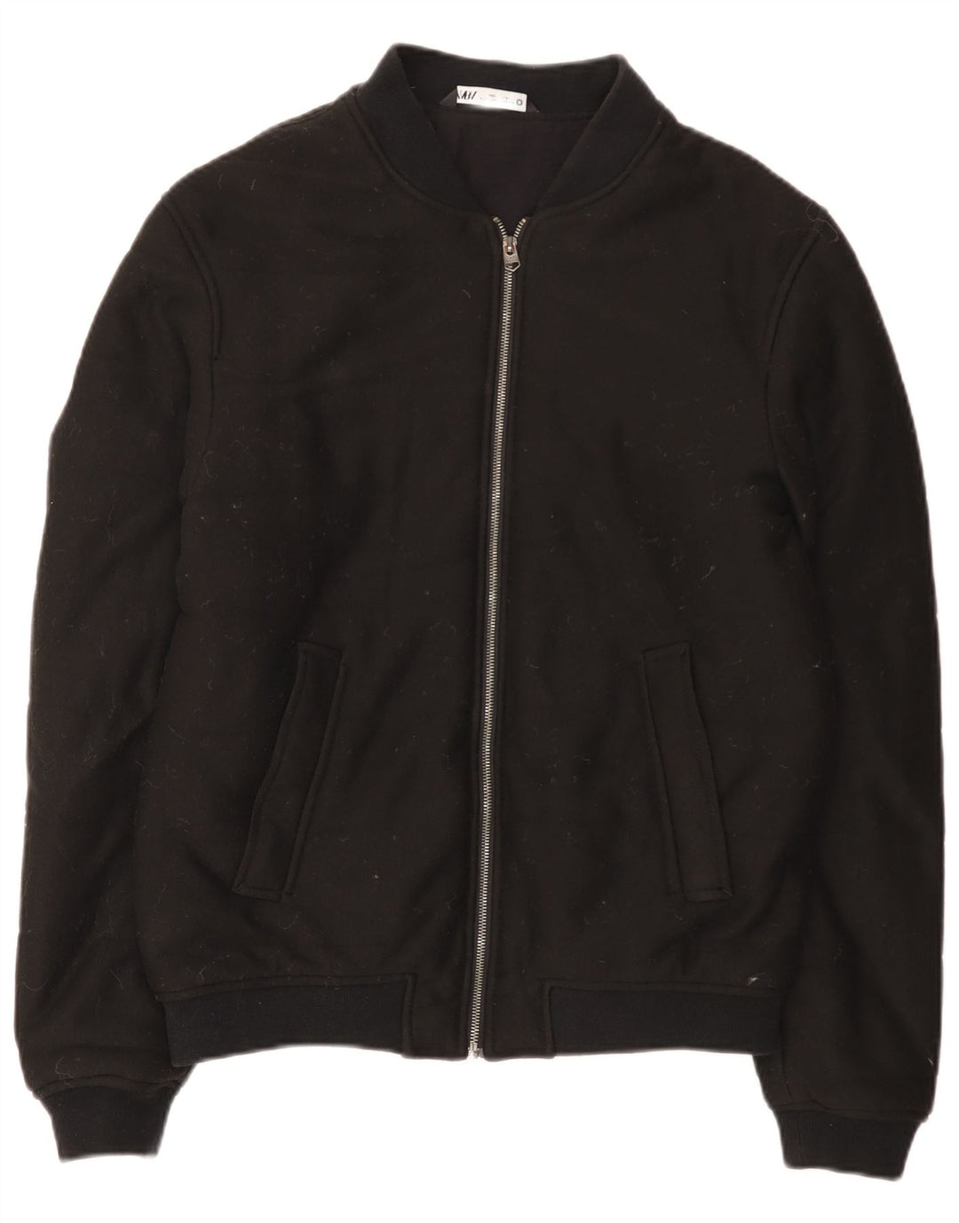 Zara Mens Bomber Jacket UK 40 Large Noir Coton