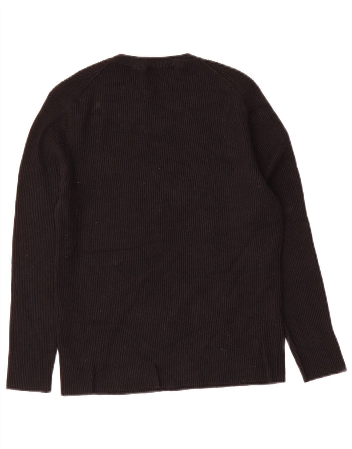 Zara Femme Crop Top Manches 3/4 UK 12 Medium Noir Viscose