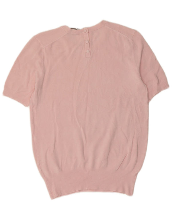 Zara Pull à manches courtes et col rond pour femme UK 18 XL Rose