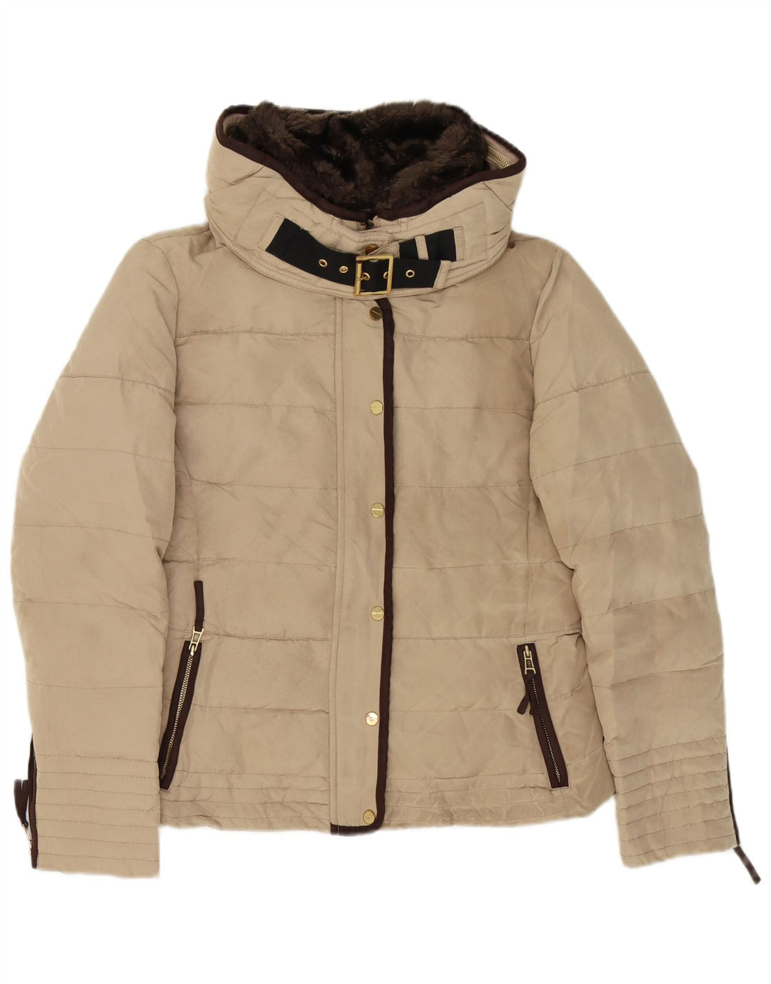 Zara Veste matelassée pour femme UK 18 XL Beige Polyester