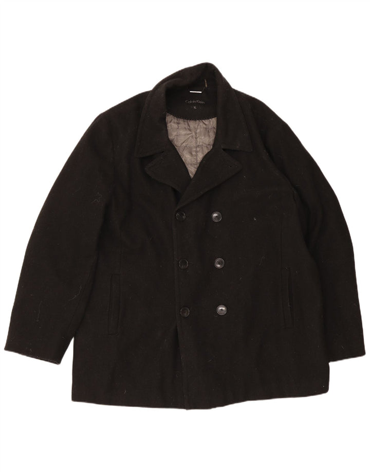 Calvin Klein Manteau double boutonnage pour homme UK 42 XL Laine noire