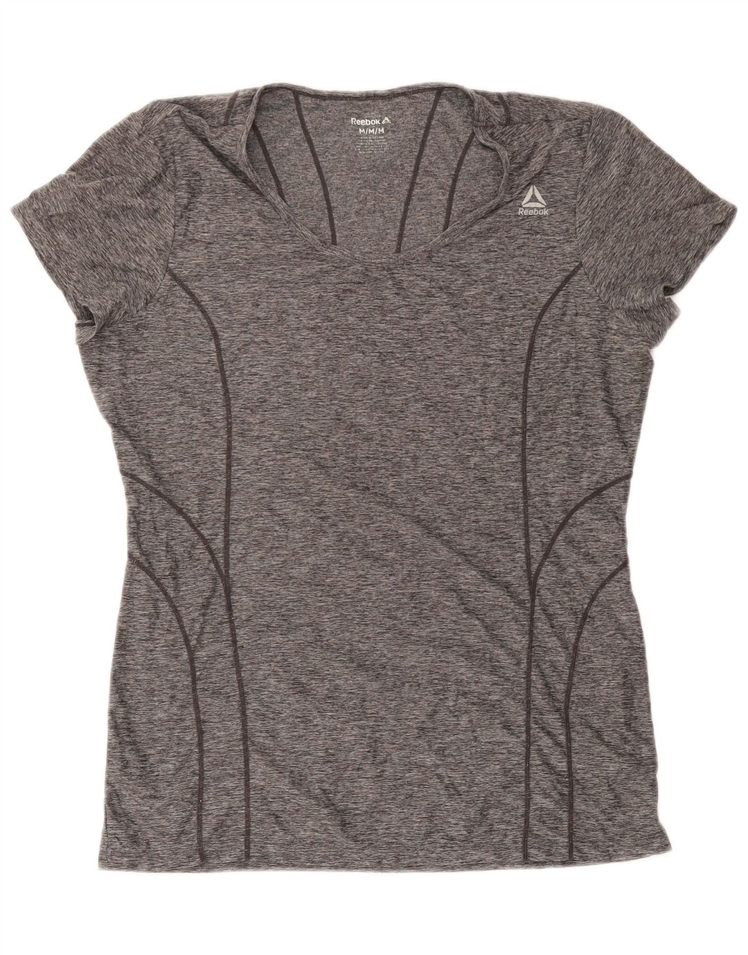 Reebok T-Shirt Femme UK 44 Gris Moyen Moucheté Polyester