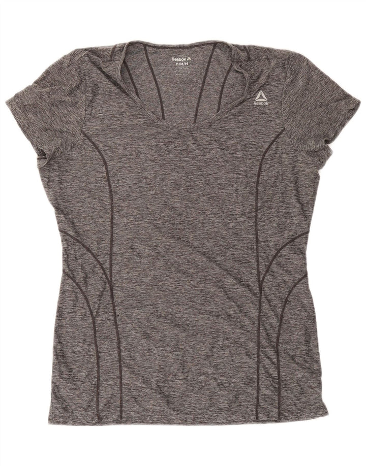 Reebok T-Shirt Femme UK 44 Gris Moyen Moucheté Polyester