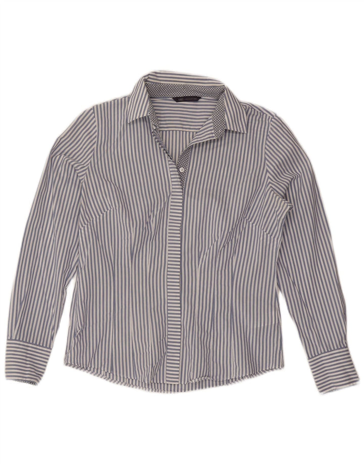Marks & Spencer Chemise femme UK 12 Coton à fines rayures bleu marine moyen