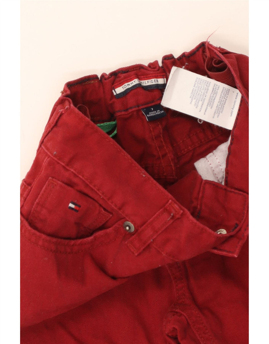 TOMMY HILFIGER Jean droit garçon 6-7 ans W22 L22 Coton bordeaux