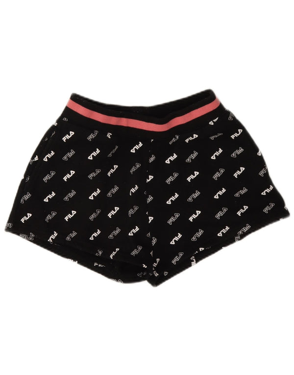 Fila Short de sport graphique pour femme UK 6 XS Noir Polyester