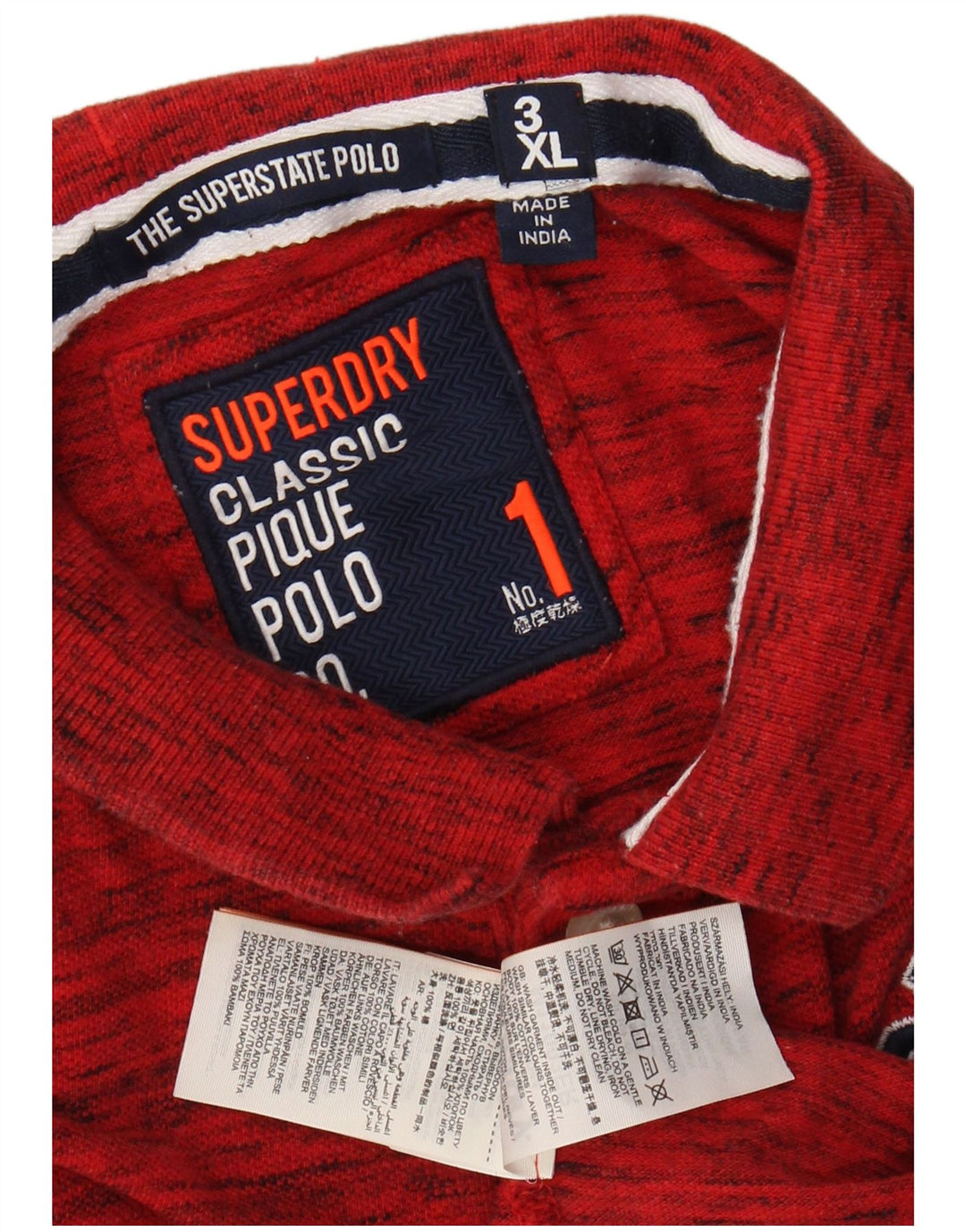 SUPERDRY Polo Graphique Homme 3XL Rouge Moucheté Coton
