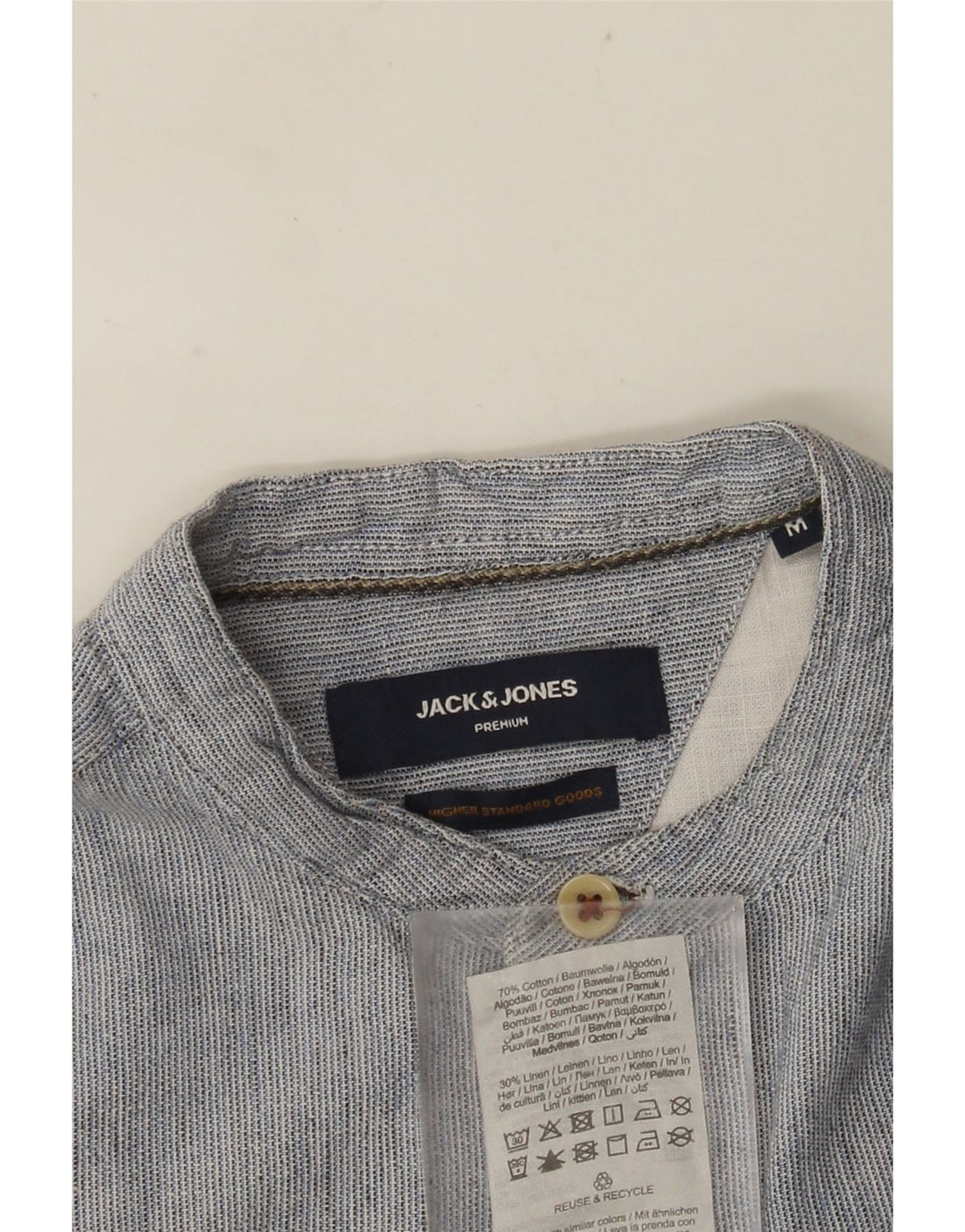 JACK & JONES Chemise Homme Bleu Moyen à Fines Rayures en Coton