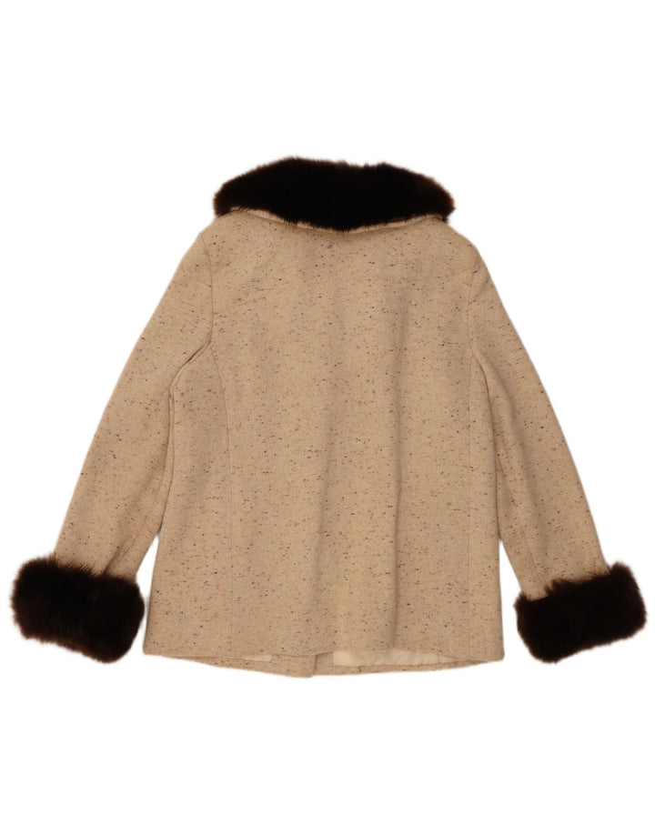 vintage Femme 5 Bouton Blazer Veste UK 14 Moyen Beige Moucheté