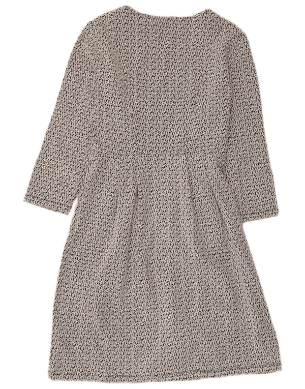 Hobbs Robe trapèze à manches 3/4 pour femme UK 10 Petit gris floral en polyester