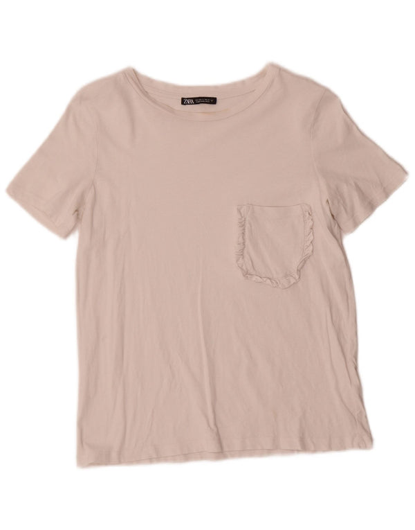 Zara T-Shirt Femme Top UK 10 Petit Blanc