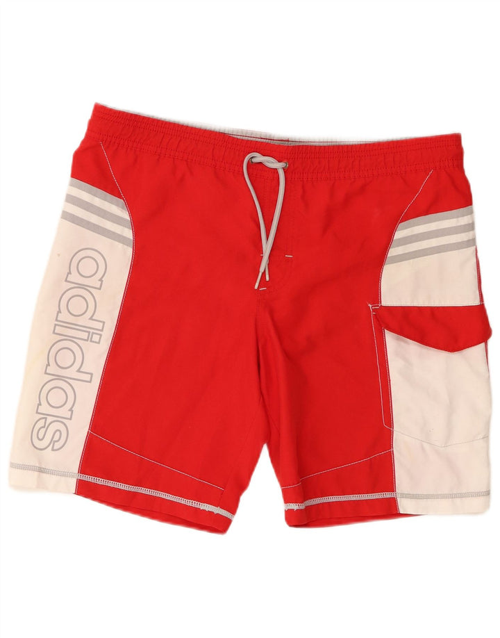 Adidas Short de bain graphique pour homme Petit polyester color block rouge