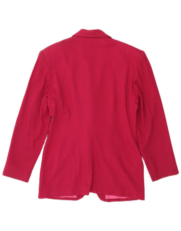 vintage Femme Double Breasted Blazer Veste UK 14 Viscose Rose Moyenne