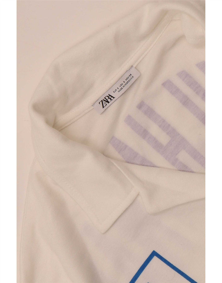Zara Chemise Graphique À Manches Courtes Homme Petit Blanc