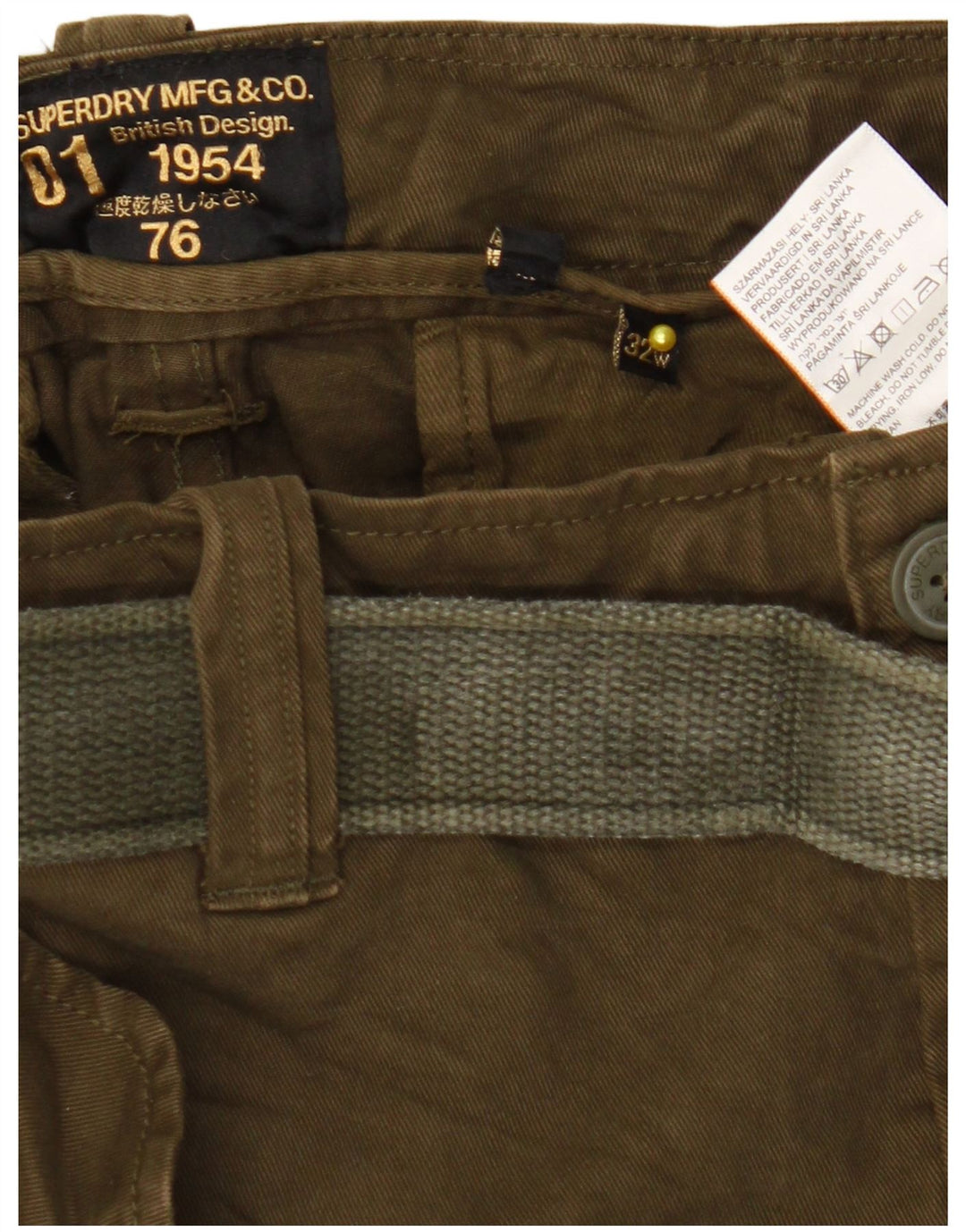 Superdry Short Cargo W32 Homme Kaki Moyen Coton