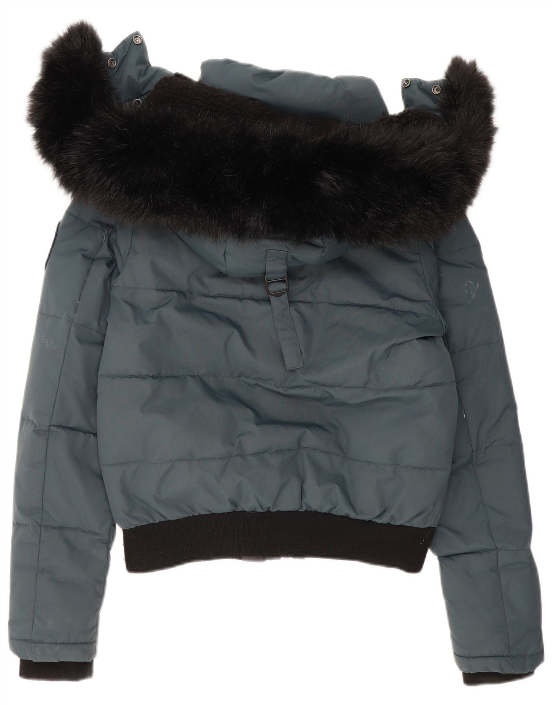 Superdry Veste Bomber À Capuche Rembourrée Pour Femme UK 14 Bleu Moyen Colorblock