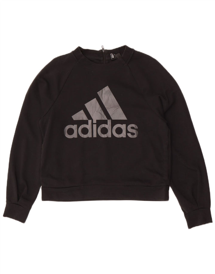 Adidas Sweat-shirt surdimensionné graphique pour femme UK 10 Petit Noir