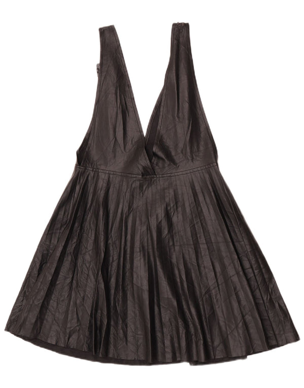 Zara Robe en simili cuir pour femme UK 8 Small Noir Polyuréthane