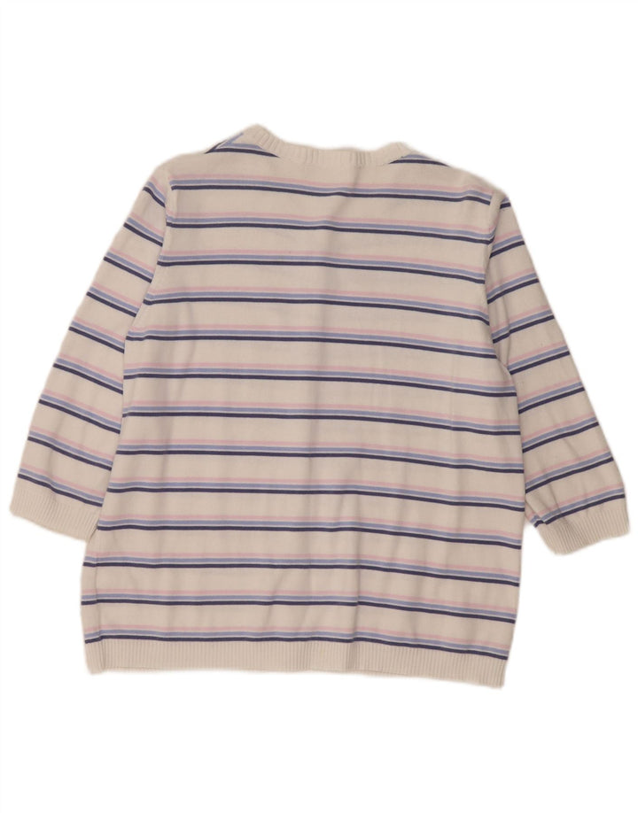 Marks & Spencer Pull cardigan pour femme UK 16 Grand blanc rayé