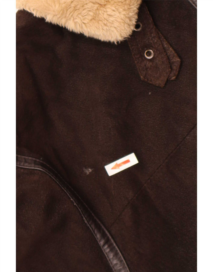 Conbipel Veste en cuir Sherpa pour homme UK 40 Large Marron
