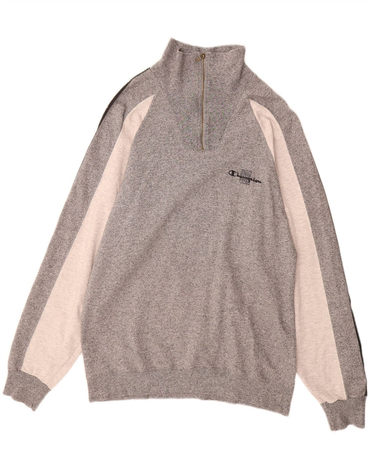 CHAMPION Sweat-shirt à col zippé pour hommes, grand color block gris