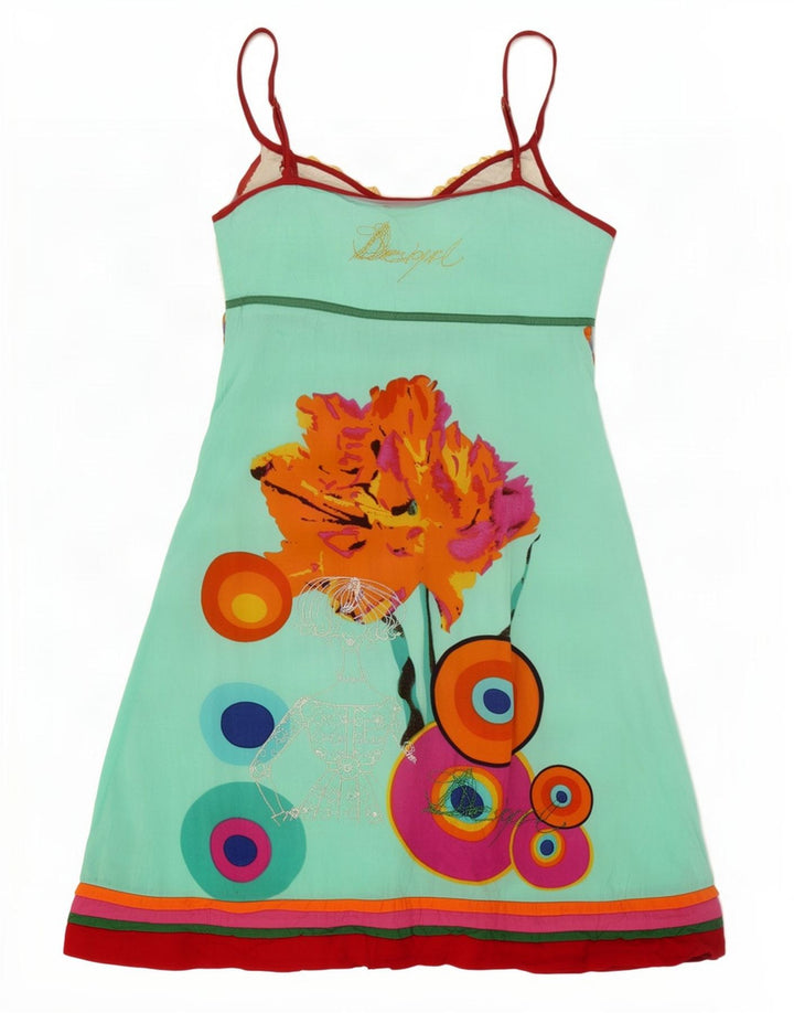 Desigual Robe d'été graphique pour femme EU 40 Bleu moyen Floral Viscose