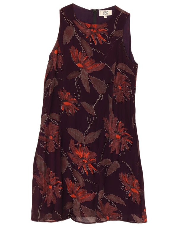 Oasis Womens Sleeveless Shift Dress UK 14 Medium Purple Floral Viscose