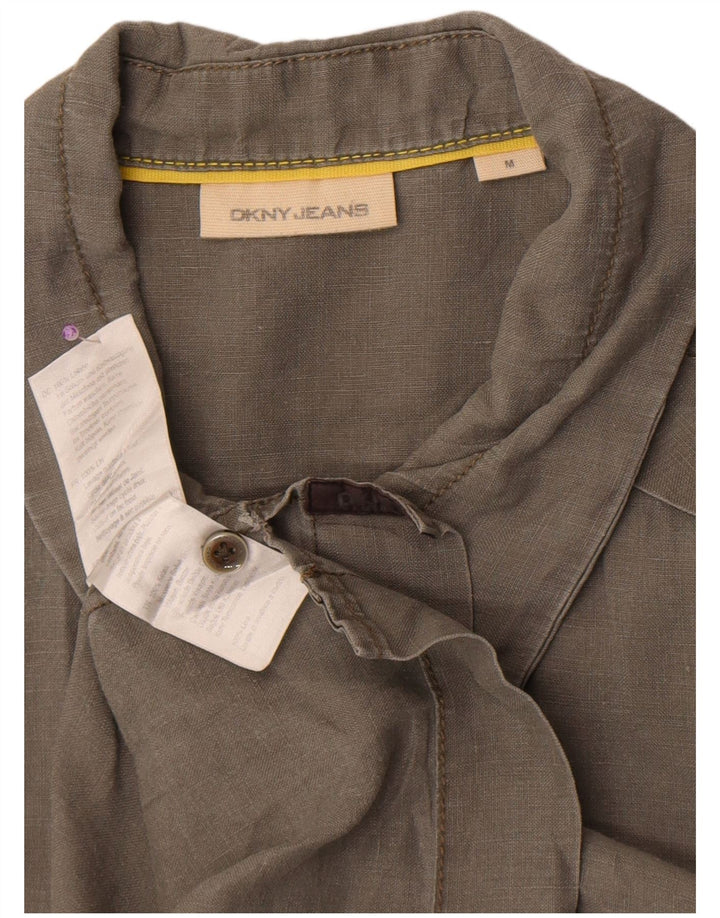 Dkny Chemise à Manches Courtes Homme Lin Kaki Moyen