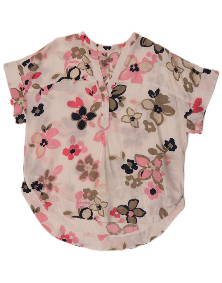 Marks & Spencer Haut chemisier surdimensionné pour femme UK 12 Lin floral blanc moyen