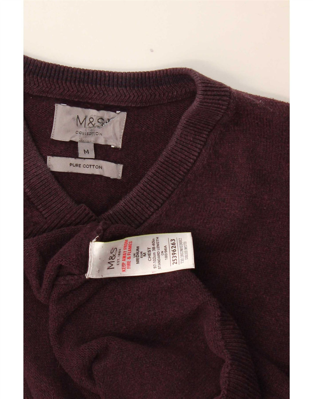 Marks & Spencer Pull col en V pour femme UK 14 Bordeaux moyen