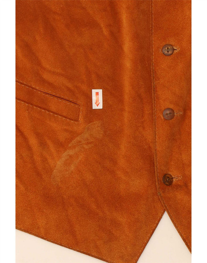 gilet en daim vintage pour hommes petit brun