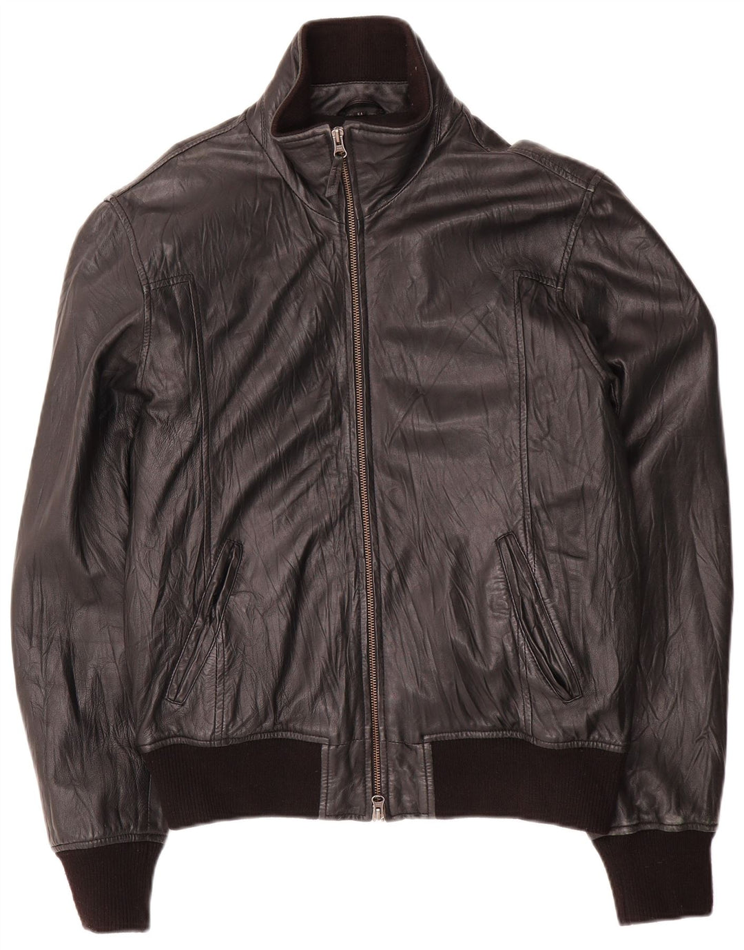 Bata and More Veste en cuir bomber pour homme Taille 54 Grand cuir noir