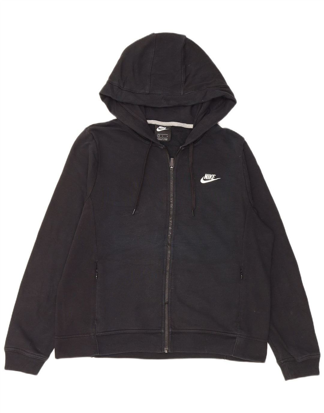 NIKE Pull à capuche zippé pour femme UK 16 Grand coton noir