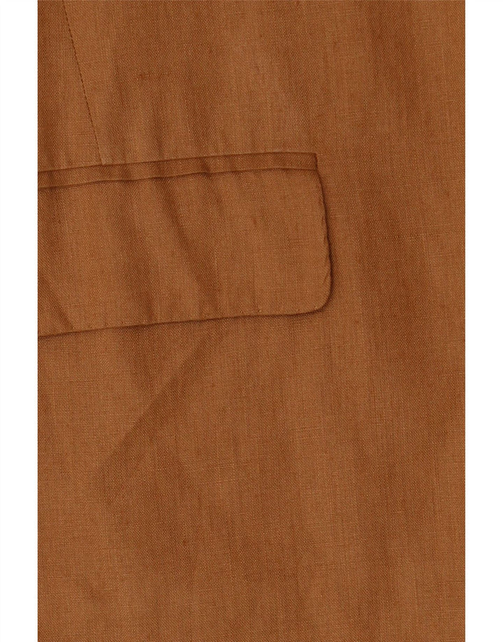 Max Mara Veste Blazer 1 Bouton pour Femme UK 14 Grand Lin Marron