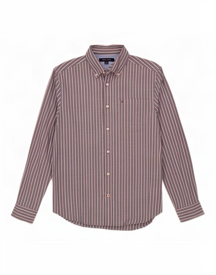 Tommy Hilfiger Chemise Homme Petit Gris Coton à Rayures