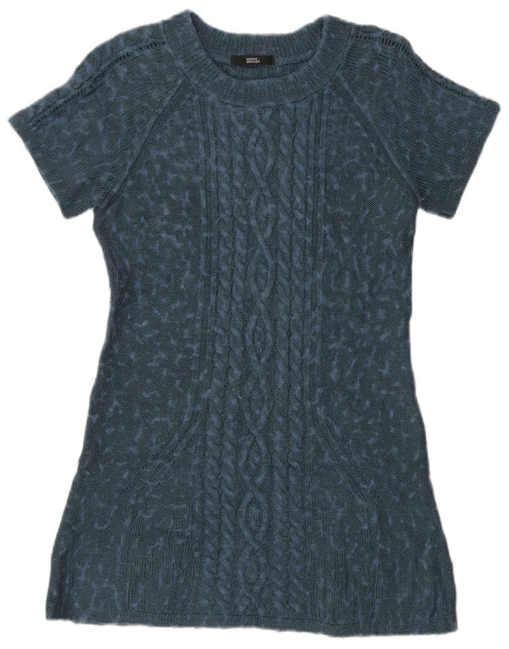 Marks & Spencer Mini robe pull pour femme UK 12 Bleu moyen moucheté