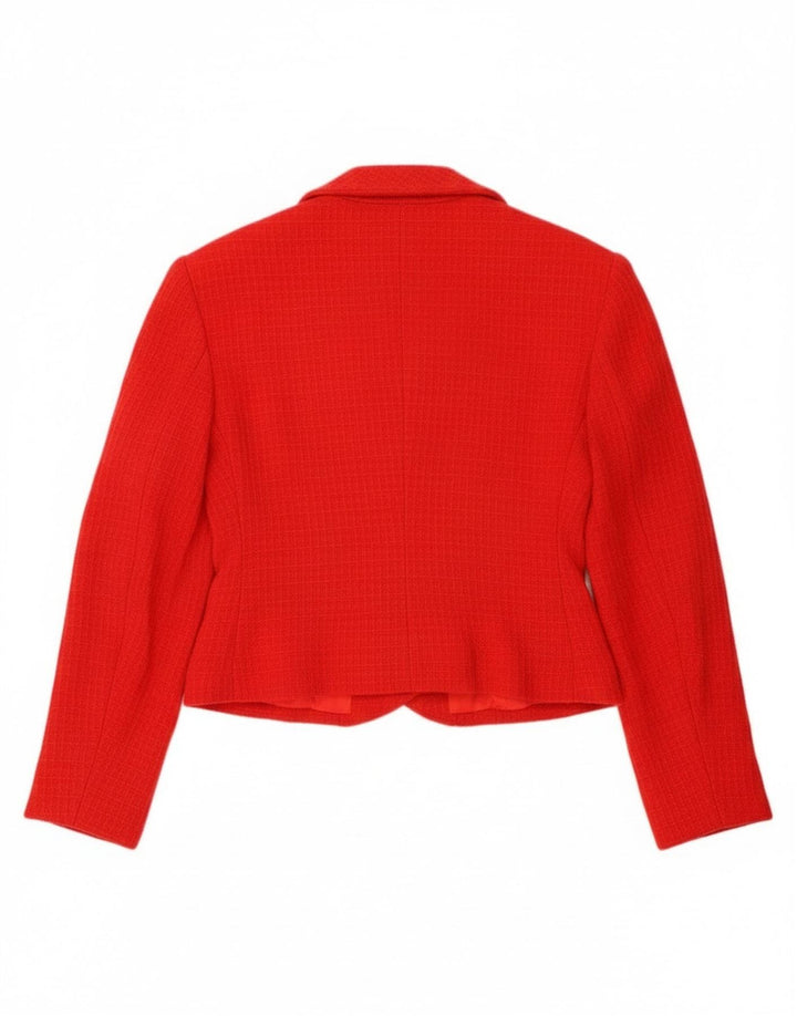 vintage Femmes Crop 4 Bouton Blazer Veste UK 10 Petit Rouge